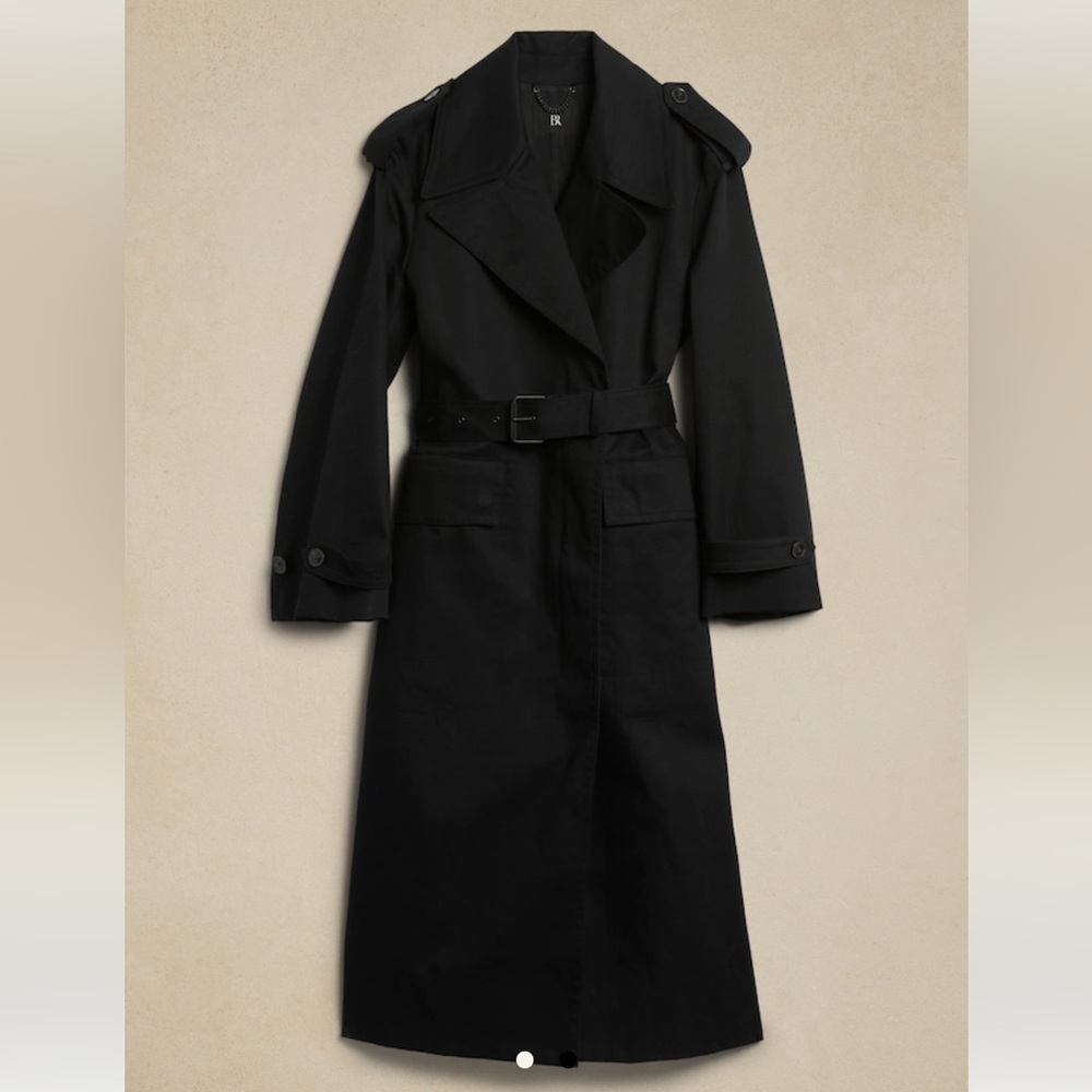 Beautiful lined black trench coat, Banana Republic. Never been worn with tags.